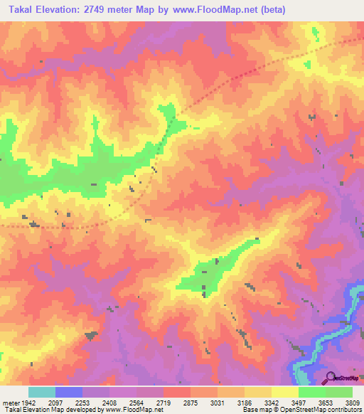 Takal,Afghanistan Elevation Map