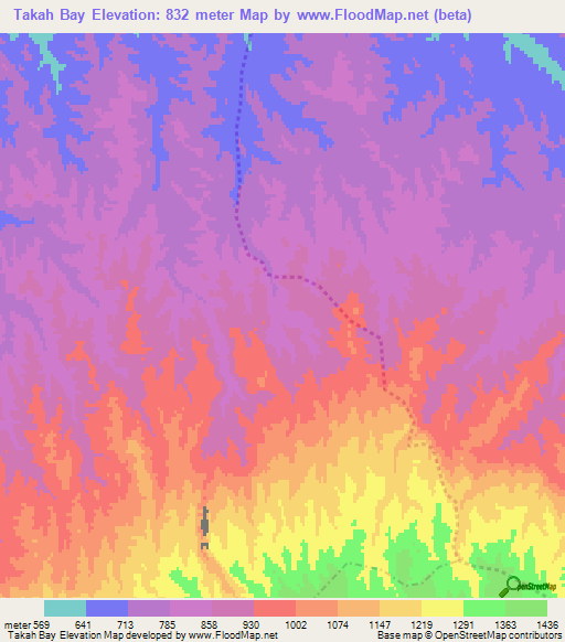 Takah Bay,Afghanistan Elevation Map