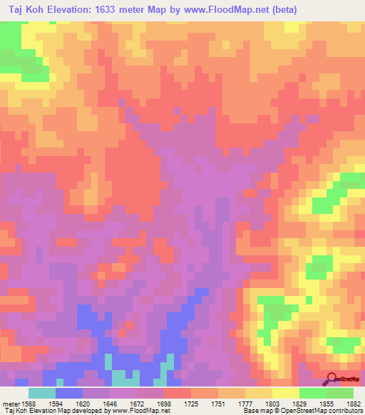 Taj Koh,Afghanistan Elevation Map
