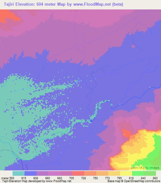 Tajiri,Afghanistan Elevation Map