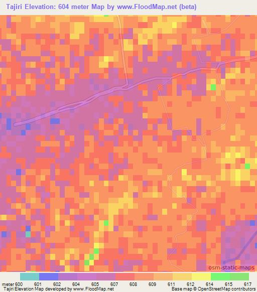 Tajiri,Afghanistan Elevation Map