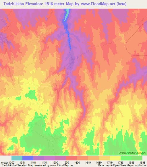 Tadzhikkha,Afghanistan Elevation Map