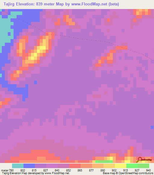 Tajirg,Afghanistan Elevation Map