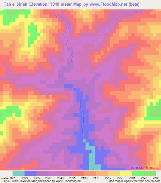Tah-e Sinah,Afghanistan Elevation Map