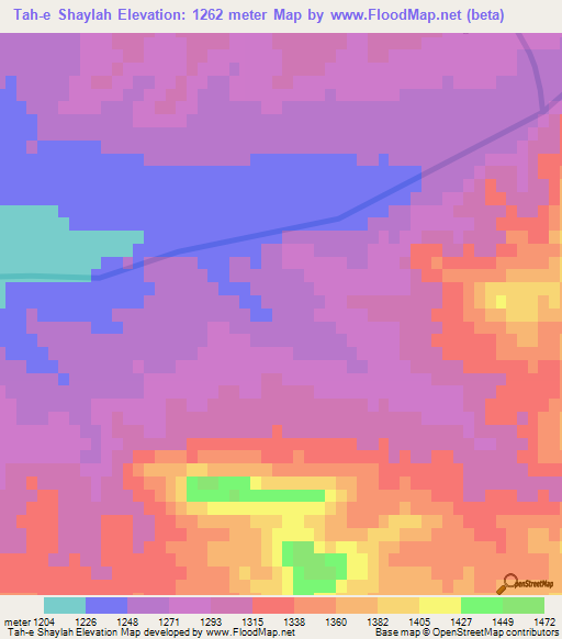 Tah-e Shaylah,Afghanistan Elevation Map