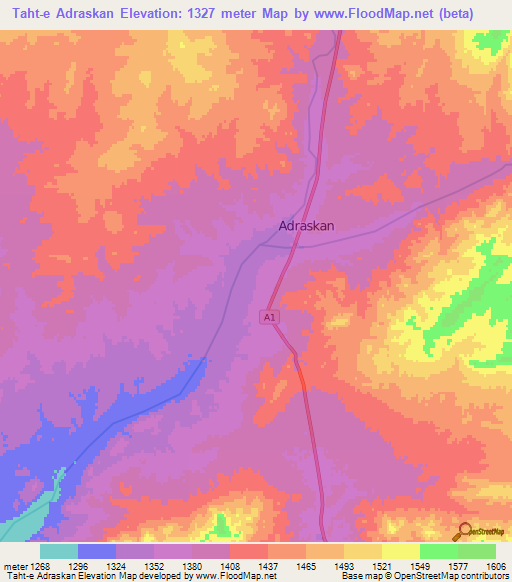 Taht-e Adraskan,Afghanistan Elevation Map