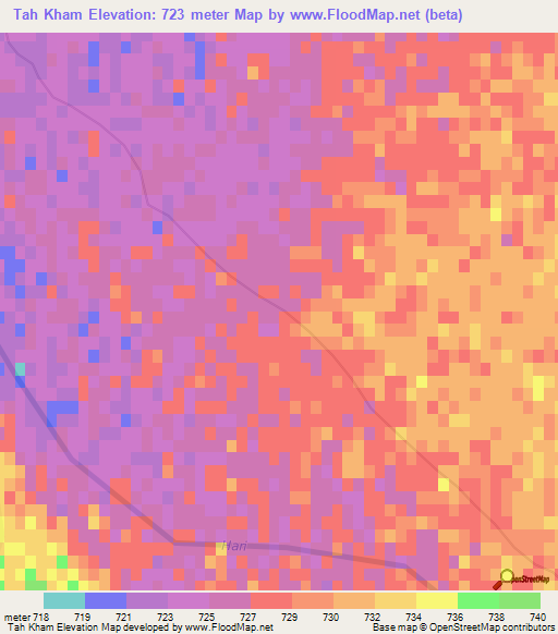 Tah Kham,Afghanistan Elevation Map