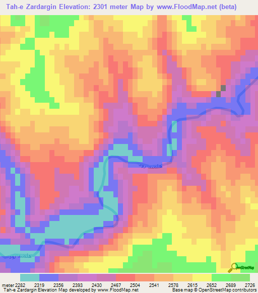 Tah-e Zardargin,Afghanistan Elevation Map