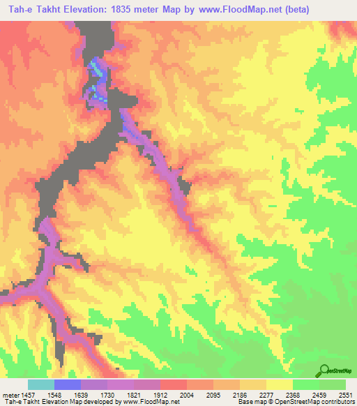 Tah-e Takht,Afghanistan Elevation Map