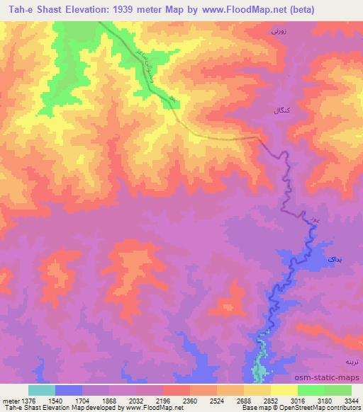 Tah-e Shast,Afghanistan Elevation Map