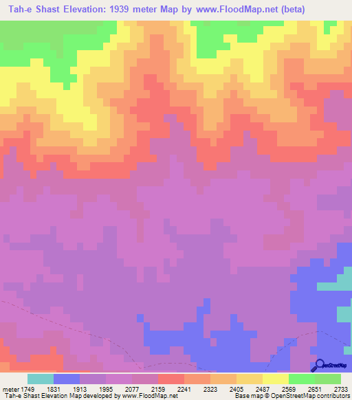 Tah-e Shast,Afghanistan Elevation Map