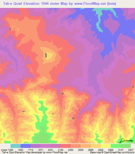 Tah-e Qowl,Afghanistan Elevation Map