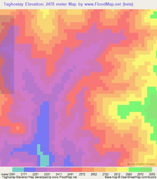 Taghostay,Afghanistan Elevation Map