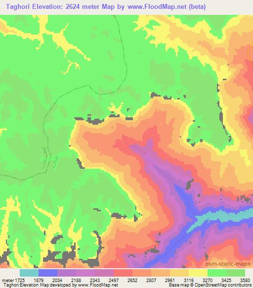 Taghori,Afghanistan Elevation Map