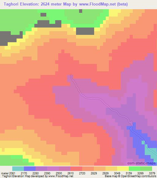Taghori,Afghanistan Elevation Map