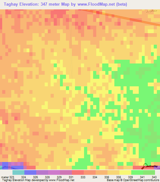 Taghay,Afghanistan Elevation Map