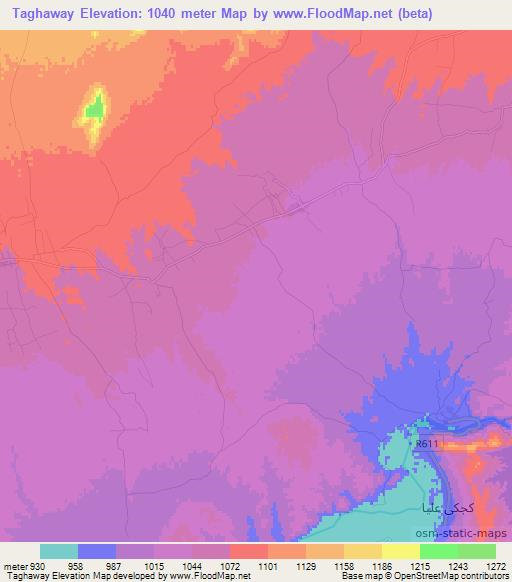 Taghaway,Afghanistan Elevation Map