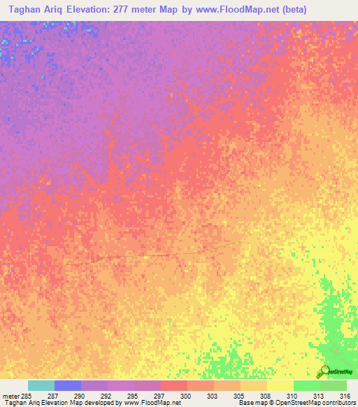 Taghan Ariq,Afghanistan Elevation Map