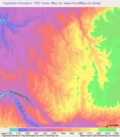 Taghailas,Afghanistan Elevation Map