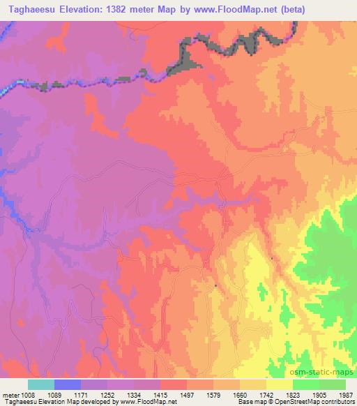 Taghaeesu,Afghanistan Elevation Map