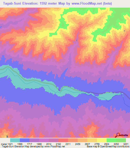 Tagab-Suni,Afghanistan Elevation Map
