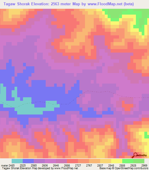 Tagaw Shorak,Afghanistan Elevation Map