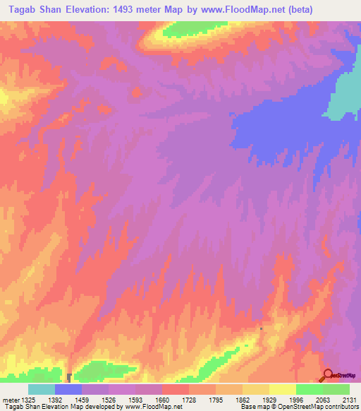 Tagab Shan,Afghanistan Elevation Map