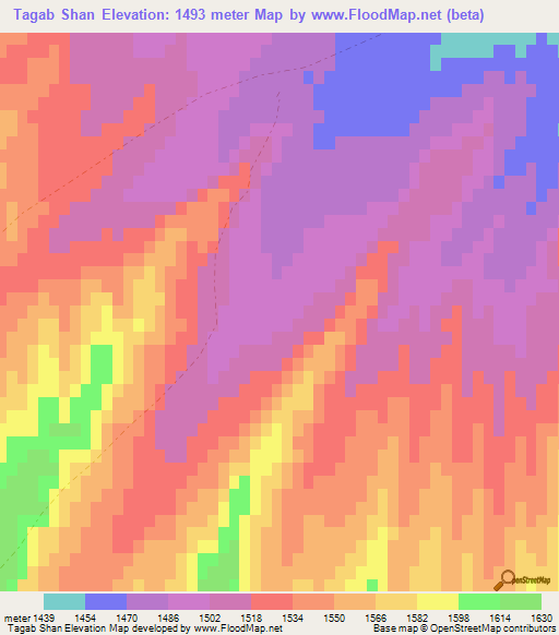 Tagab Shan,Afghanistan Elevation Map