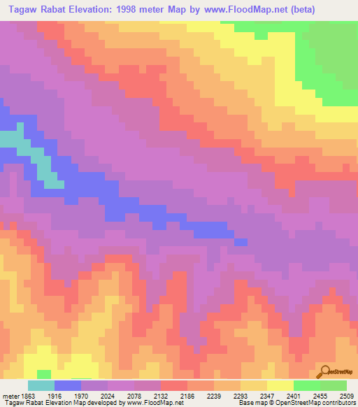 Tagaw Rabat,Afghanistan Elevation Map