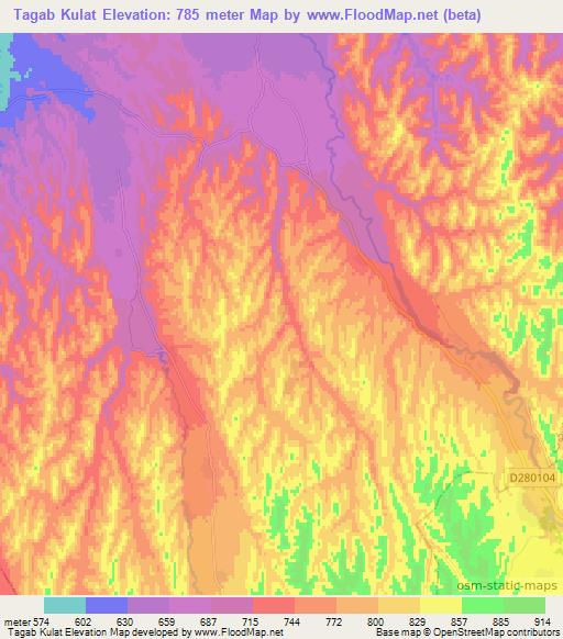 Tagab Kulat,Afghanistan Elevation Map