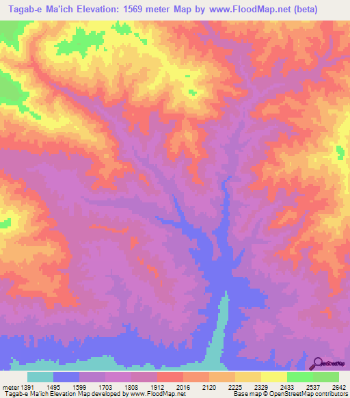 Tagab-e Ma'ich,Afghanistan Elevation Map