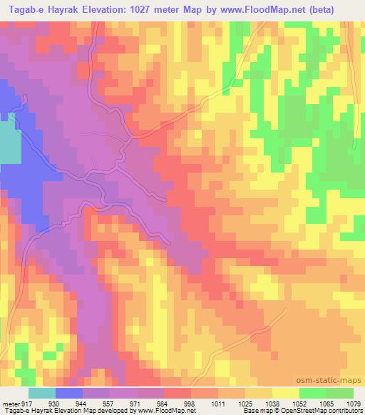 Tagab-e Hayrak,Afghanistan Elevation Map