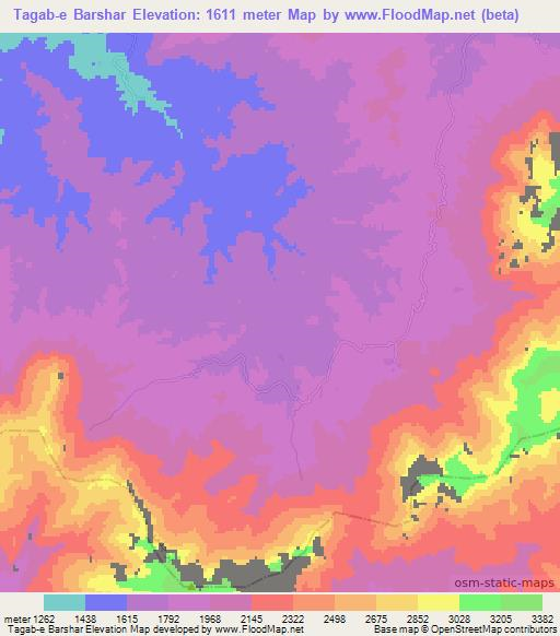 Tagab-e Barshar,Afghanistan Elevation Map