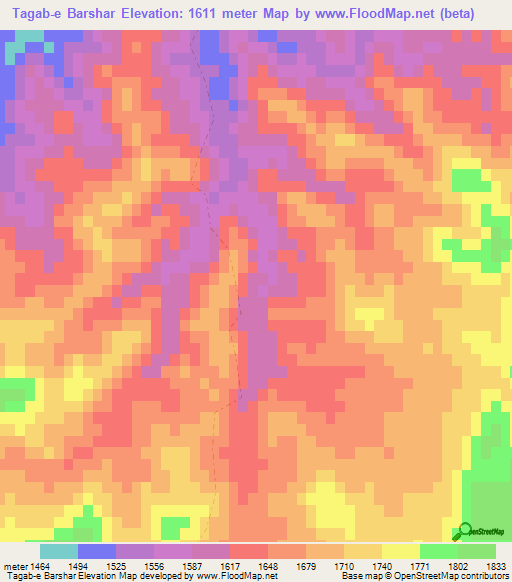 Tagab-e Barshar,Afghanistan Elevation Map