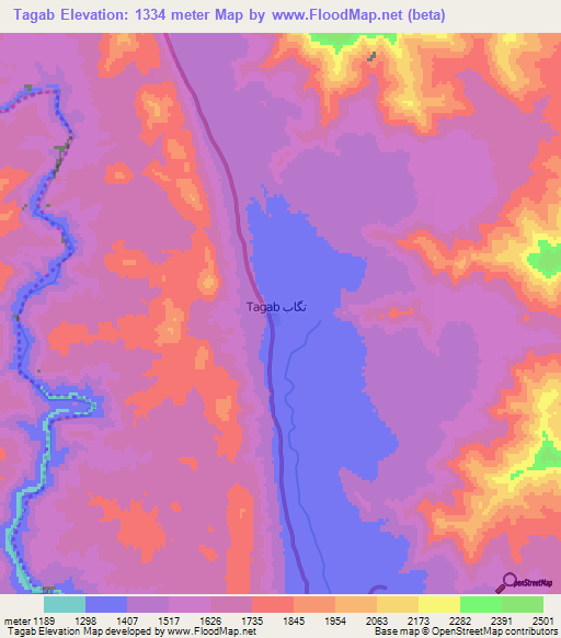 Tagab,Afghanistan Elevation Map