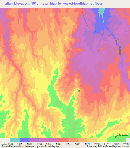 Taftah,Afghanistan Elevation Map