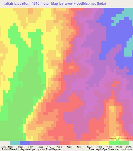 Taftah,Afghanistan Elevation Map