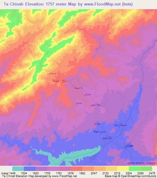 Ta Chinah,Afghanistan Elevation Map