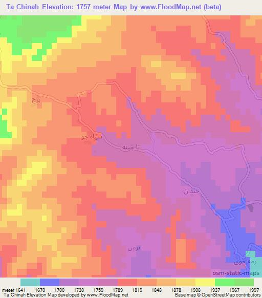 Ta Chinah,Afghanistan Elevation Map