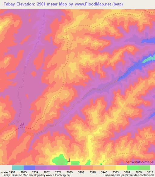 Tabay,Afghanistan Elevation Map