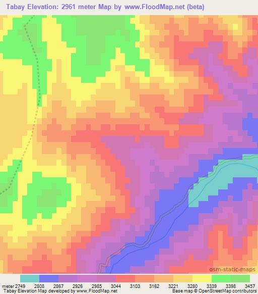 Tabay,Afghanistan Elevation Map