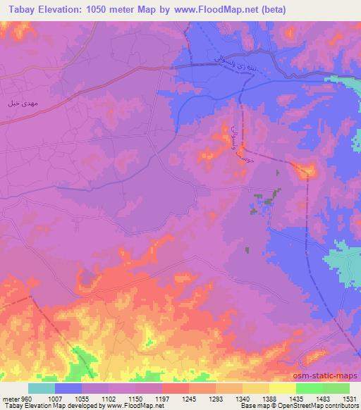 Tabay,Afghanistan Elevation Map