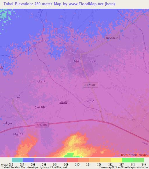 Tabai,Afghanistan Elevation Map