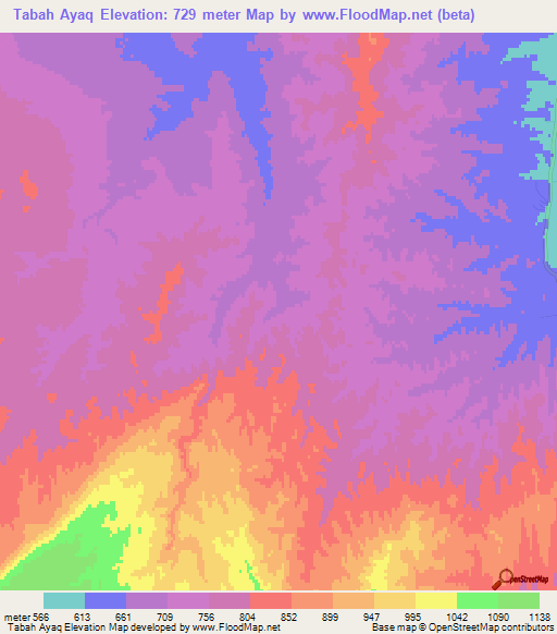 Tabah Ayaq,Afghanistan Elevation Map