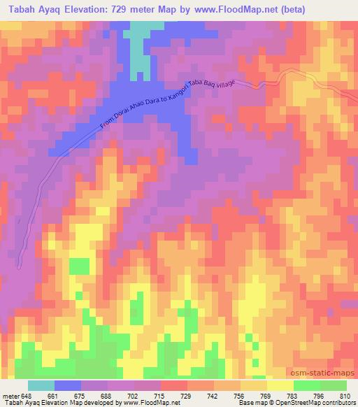 Tabah Ayaq,Afghanistan Elevation Map