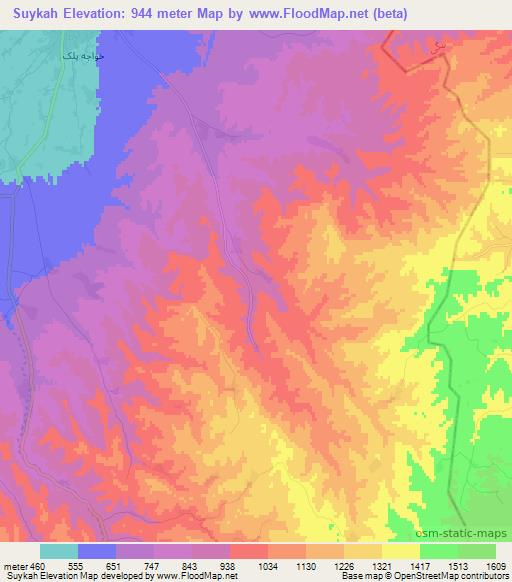 Suykah,Afghanistan Elevation Map