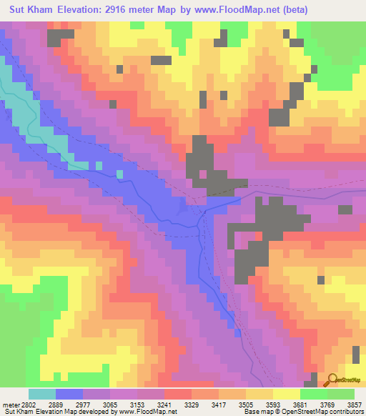 Sut Kham,Afghanistan Elevation Map