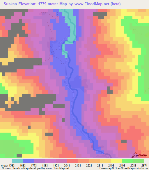 Suskan,Afghanistan Elevation Map