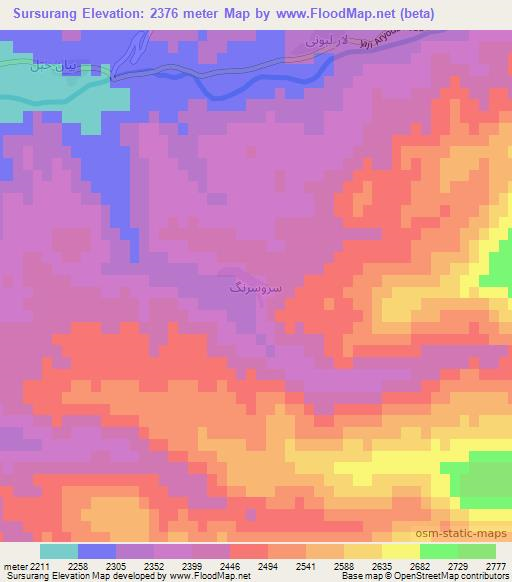 Sursurang,Afghanistan Elevation Map
