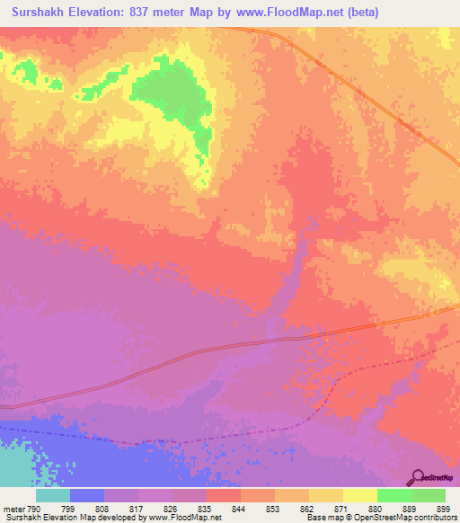 Surshakh,Afghanistan Elevation Map